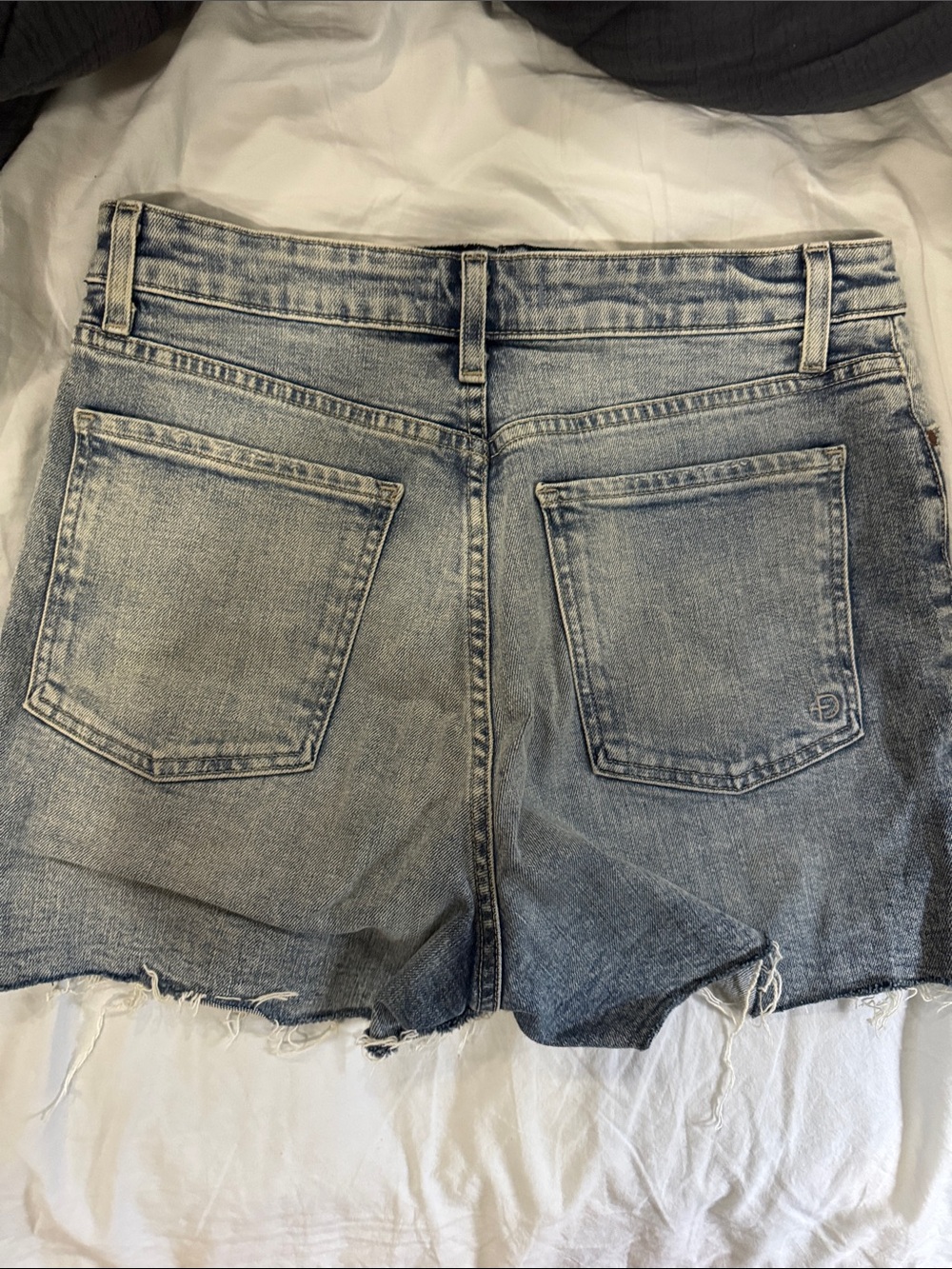 Fidelity Denim Light Blue Distressed High-Rise Jean Shorts - Picture 5 of 8
